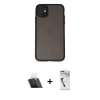 MARSİLYAN™- iPhone 11 Kılıf Ahenk Çizgi Serisi - Şeffaf Uv Polymer Nano Ekran Koruyucu + Kamera Lens Koruma Cam - SF