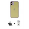 MARSİLYAN™- iPhone 11 Kılıf Ahenk Çizgi Serisi - Şeffaf Uv Polymer Nano Ekran Koruyucu + Kamera Lens Koruma Cam - SF