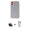 MARSİLYAN™- iPhone 11 Kılıf Ahenk Çizgi Serisi - Şeffaf Uv Polymer Nano Ekran Koruyucu + Kamera Lens Koruma Cam - SF