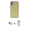 MARSİLYAN™- iPhone 11 Kılıf Ahenk Çizgi Serisi - Şeffaf Uv Polymer Nano Ekran Koruyucu + Pers Alüminyum Kamera Lens - LT
