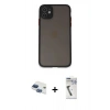 MARSİLYAN™- iPhone 11 Kılıf Ahenk Çizgi Serisi - Şeffaf Uv Polymer Nano Ekran Koruyucu + Pers Alüminyum Kamera Lens - LT