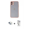 MARSİLYAN™- iPhone 11 Kılıf Ahenk Çizgi Serisi - Şeffaf Uv Polymer Nano Ekran Koruyucu + Pers Alüminyum Kamera Lens - LT