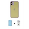 MARSİLYAN™- iPhone 11 Kılıf Ahenk Çizgi Serisi - Şeffaf Uv Polymer Nano Ekran Koruyucu + Neon Fosforlu Kamera Lens - MI