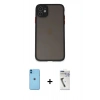 MARSİLYAN™- iPhone 11 Kılıf Ahenk Çizgi Serisi - Şeffaf Uv Polymer Nano Ekran Koruyucu + Neon Fosforlu Kamera Lens - MI