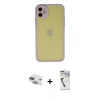 MARSİLYAN™- iPhone 11 Kılıf Ahenk Çizgi Serisi - Şeffaf Uv Polymer Nano Ekran Koruyucu + Pers Alüminyum Kamera Lens - YL