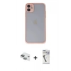 MARSİLYAN™- iPhone 11 Kılıf Ahenk Çizgi Serisi - Şeffaf Uv Polymer Nano Ekran Koruyucu + Pers Alüminyum Kamera Lens - YL