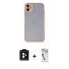 MARSİLYAN™- iPhone 11 Kılıf Ahenk Çizgi Serisi - Şeffaf Uv Polymer Nano Ekran Koruyucu + PVD Metal Kamera Lens - YL