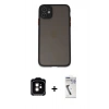 MARSİLYAN™- iPhone 11 Kılıf Ahenk Çizgi Serisi - Şeffaf Uv Polymer Nano Ekran Koruyucu + PVD Metal Kamera Lens - TU