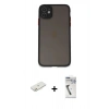 MARSİLYAN™- iPhone 11 Kılıf Ahenk Çizgi Serisi - Şeffaf Uv Polymer Nano Ekran Koruyucu + Renkli Kamera Lens Koruma Cam - TU
