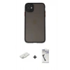 MARSİLYAN™- iPhone 11 Kılıf Ahenk Çizgi Serisi - Şeffaf Uv Polymer Nano Ekran Koruyucu + Renkli Kamera Lens Koruma Cam - SI