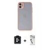MARSİLYAN™- iPhone 11 Kılıf Ahenk Çizgi Serisi - Şeffaf Uv Polymer Nano Ekran Koruyucu + PVD Metal Kamera Lens - SH
