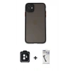 MARSİLYAN™- iPhone 11 Kılıf Ahenk Çizgi Serisi - Şeffaf Uv Polymer Nano Ekran Koruyucu + PVD Metal Kamera Lens - SH