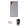 MARSİLYAN™- iPhone 11 Kılıf Ahenk Çizgi Serisi - Siyah 360 Mat Full Body Arka Koruyucu + Pers Alüminyum Kamera Lens - KI