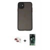 MARSİLYAN™- iPhone 11 Kılıf Ahenk Çizgi Serisi - Siyah 360 Mat Full Body Arka Koruyucu + Pers Alüminyum Kamera Lens - KI