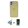 MARSİLYAN™- iPhone 11 Kılıf Ahenk Çizgi Serisi - Siyah 360 Mat Full Body Arka Koruyucu + Raze Metal Kamera Lens - KI