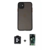 MARSİLYAN™- iPhone 11 Kılıf Ahenk Çizgi Serisi - Siyah 360 Mat Full Body Arka Koruyucu + PVD Metal Kamera Lens - MI