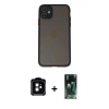 MARSİLYAN™- iPhone 11 Kılıf Ahenk Çizgi Serisi - Siyah 360 Mat Full Body Arka Koruyucu + PVD Metal Kamera Lens - TU