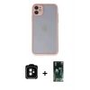 MARSİLYAN™- iPhone 11 Kılıf Ahenk Çizgi Serisi - Siyah 360 Mat Full Body Arka Koruyucu + PVD Metal Kamera Lens - TU
