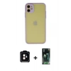 MARSİLYAN™- iPhone 11 Kılıf Ahenk Çizgi Serisi - Siyah 360 Mat Full Body Arka Koruyucu + PVD Metal Kamera Lens - TU