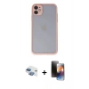 MARSİLYAN™- iPhone 11 Kılıf Ahenk Çizgi Serisi - Siyah 3D Antistatik Mat Seramik Nano Ekran Koruyucu + Pers Alüminyum Kamera Lens - GI