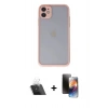 MARSİLYAN™- iPhone 11 Kılıf Ahenk Çizgi Serisi - Siyah 3D Antistatik Mat Seramik Nano Ekran Koruyucu + Kamera Lens Koruma Cam - SF