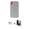 MARSİLYAN™- iPhone 11 Kılıf Ahenk Çizgi Serisi - Siyah 3D Antistatik Mat Seramik Nano Ekran Koruyucu + Pers Alüminyum Kamera Lens - GD