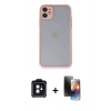 MARSİLYAN™- iPhone 11 Kılıf Ahenk Çizgi Serisi - Siyah 3D Antistatik Mat Seramik Nano Ekran Koruyucu + PVD Metal Kamera Lens - SH