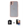 MARSİLYAN™- iPhone 11 Kılıf Ahenk Çizgi Serisi - Siyah 3D Antistatik Mat Seramik Nano Ekran Koruyucu + PVD Metal Kamera Lens - TU