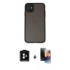 MARSİLYAN™- iPhone 11 Kılıf Ahenk Çizgi Serisi - Siyah 3D Antistatik Mat Seramik Nano Ekran Koruyucu + PVD Metal Kamera Lens - TU