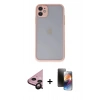 MARSİLYAN™- iPhone 11 Kılıf Ahenk Çizgi Serisi - Siyah 3D Antistatik Mat Seramik Nano Ekran Koruyucu + Raze Metal Kamera Lens - SH