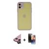 MARSİLYAN™- iPhone 11 Kılıf Ahenk Çizgi Serisi - Siyah 3D Antistatik Mat Seramik Nano Ekran Koruyucu + Raze Metal Kamera Lens - SH