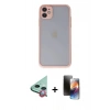 MARSİLYAN™- iPhone 11 Kılıf Ahenk Çizgi Serisi - Siyah 3D Antistatik Mat Seramik Nano Ekran Koruyucu + Raze Metal Kamera Lens - KI