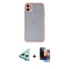 MARSİLYAN™- iPhone 11 Kılıf Ahenk Çizgi Serisi - Siyah 3D Antistatik Mat Seramik Nano Ekran Koruyucu + Raze Metal Kamera Lens - MI