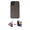 MARSİLYAN™- iPhone 11 Kılıf Ahenk Çizgi Serisi - Siyah 3D Antistatik Mat Seramik Nano Ekran Koruyucu + Raze Metal Kamera Lens - SH
