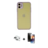 MARSİLYAN™- iPhone 11 Kılıf Ahenk Çizgi Serisi - Siyah 3D Antistatik Mat Seramik Nano Ekran Koruyucu + Pers Alüminyum Kamera Lens - YL