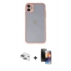 MARSİLYAN™- iPhone 11 Kılıf Ahenk Çizgi Serisi - Siyah 3D Antistatik Mat Seramik Nano Ekran Koruyucu + Pers Alüminyum Kamera Lens - YL