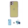 MARSİLYAN™- iPhone 11 Kılıf Ahenk Çizgi Serisi - Siyah 3D Antistatik Seramik Nano Ekran Koruyucu + Neon Fosforlu Kamera Lens - MI