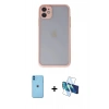 MARSİLYAN™- iPhone 11 Kılıf Ahenk Çizgi Serisi - Siyah 3D Antistatik Seramik Nano Ekran Koruyucu + Neon Fosforlu Kamera Lens - MI