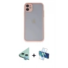 MARSİLYAN™- iPhone 11 Kılıf Ahenk Çizgi Serisi - Siyah 3D Antistatik Seramik Nano Ekran Koruyucu + Mavi Raze Metal Kamera Lens