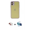 MARSİLYAN™- iPhone 11 Kılıf Ahenk Çizgi Serisi - Siyah 3D Antistatik Seramik Nano Ekran Koruyucu + Pers Alüminyum Kamera Lens - KI