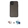 MARSİLYAN™- iPhone 11 Kılıf Ahenk Çizgi Serisi - Siyah 3D Antistatik Seramik Nano Ekran Koruyucu + Pers Alüminyum Kamera Lens - KI