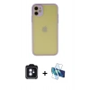 MARSİLYAN™- iPhone 11 Kılıf Ahenk Çizgi Serisi - Siyah 3D Antistatik Seramik Nano Ekran Koruyucu + PVD Metal Kamera Lens - MI