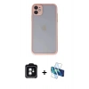 MARSİLYAN™- iPhone 11 Kılıf Ahenk Çizgi Serisi - Siyah 3D Antistatik Seramik Nano Ekran Koruyucu + PVD Metal Kamera Lens - YL