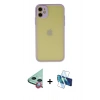 MARSİLYAN™- iPhone 11 Kılıf Ahenk Çizgi Serisi - Siyah 3D Antistatik Seramik Nano Ekran Koruyucu + Raze Metal Kamera Lens - KI