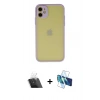 MARSİLYAN™- iPhone 11 Kılıf Ahenk Çizgi Serisi - Siyah 3D Antistatik Seramik Nano Ekran Koruyucu + Şeffaf Kamera Lens Koruma Cam