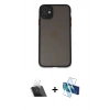 MARSİLYAN™- iPhone 11 Kılıf Ahenk Çizgi Serisi - Siyah 3D Antistatik Seramik Nano Ekran Koruyucu + Şeffaf Kamera Lens Koruma Cam