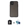MARSİLYAN™- iPhone 11 Kılıf Ahenk Çizgi Serisi - Siyah 3D Antistatik Seramik Nano Ekran Koruyucu + PVD Metal Kamera Lens - TU
