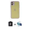 MARSİLYAN™- iPhone 11 Kılıf Ahenk Çizgi Serisi - Siyah 3D Antistatik Seramik Nano Ekran Koruyucu + PVD Metal Kamera Lens - TU