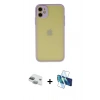 MARSİLYAN™- iPhone 11 Kılıf Ahenk Çizgi Serisi - Siyah 3D Antistatik Seramik Nano Ekran Koruyucu + Pers Alüminyum Kamera Lens - YL