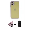MARSİLYAN™- iPhone 11 Kılıf Ahenk Çizgi Serisi - Siyah 6D Antistatik Mat Seramik Hayalet Nano Ekran Koruyucu + Raze Metal Kamera Lens - SH